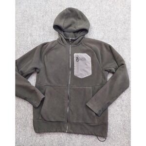 The North Face Jacket Mens Medium Dark Gray Fleece Full Zip Hooded Chest Pocket